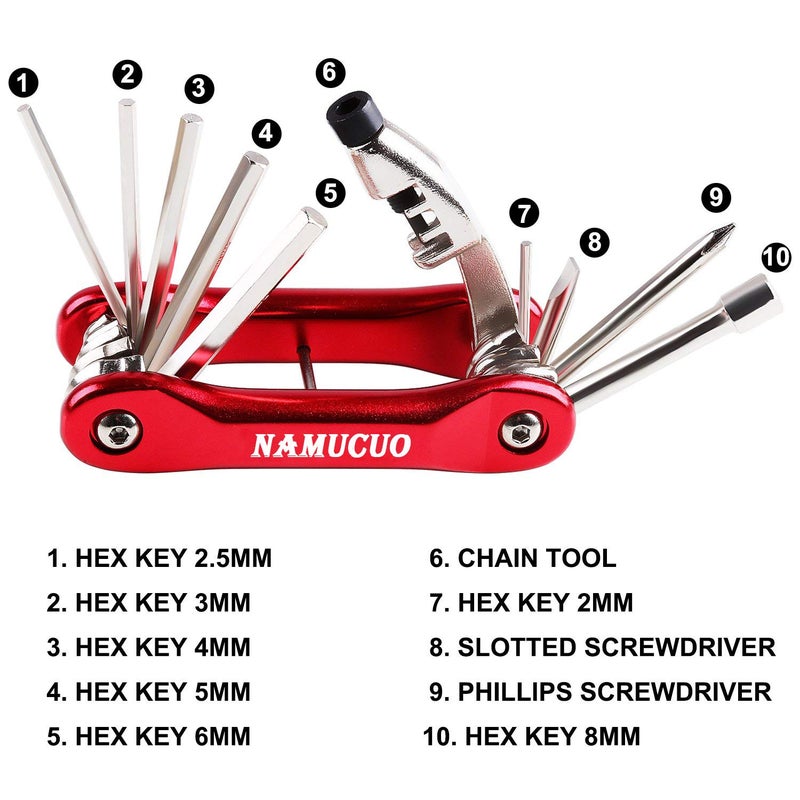 YBEKI Bike Tire Repair Kit with 210PSI Mini Pump & 10-in-1 Multi-Tool | Includes Chain Breaker, Glueless Patches, Tire Levers & Portable Bag | for Road, Mountain & BMX Bicycles - Image 3